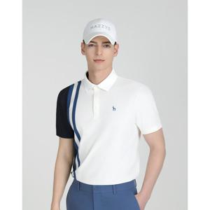 헤지스 골프 25SS 선물추천화이트 남성 세로 선염 반팔 카라티 HUTS5B354OW
