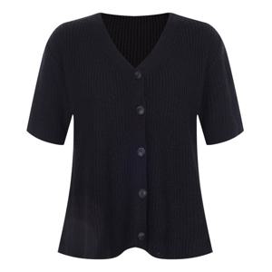 샵앤) 국산 여성 Y단추 A라인핏 레이어드 골지 반팔 가디건 BOM-WCD-20406-블랙