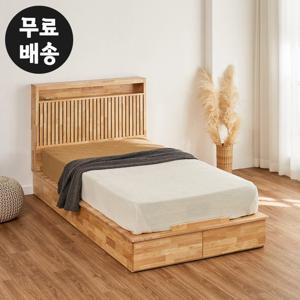 데오 원목 서랍형 침대프레임 퀸사이즈 부부(내츄럴)