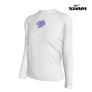 [나이키 스윔]아동래쉬가드 여자아동 버블 스크립트 롱 슬리브 하이드로가드 NESSF744-100