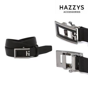[선물포장][남성벨트] 블랙 버클 H장식 소가죽 자동벨트 HJBE4F775BK