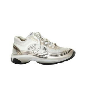 샤넬 스니커즈 패브릭 라미네이티드   아이보리 화이트 실버 G45077-B13308-NP518