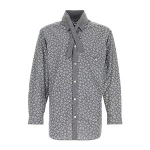 요지야마모토 그레이 플로럴 패턴 버튼다운 셔츠 HOB70526 1