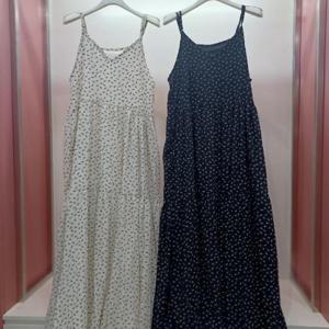 Latium HC06 A라인 캉캉 잔꽃 브이넥 끈나시 민소매 비치 롱원피스 T2523op18