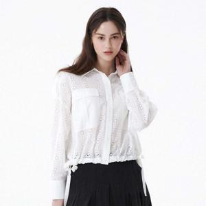 샵앤) 여성 펀칭 카라 밑단 스트링 레이어드 긴팔 블라우스 CL-WBL0377