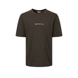 헤지스  25SS  남성 브라운 로고자수 면 반팔티셔츠 HZTS5B705W2