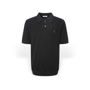 [헤지스] 남성 마이크로패턴 카라 반팔니트 HZSW5B551BK