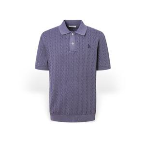 [헤지스] 남성 가먼트다잉 케이블 반팔니트 HZSW5B558V2