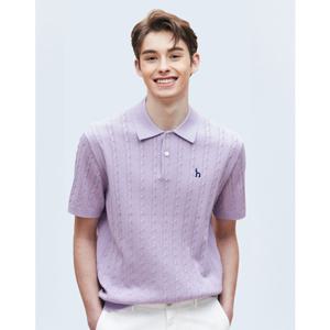 [헤지스] 남성 케이블패턴 카라 반팔니트 HZSW5B553V1