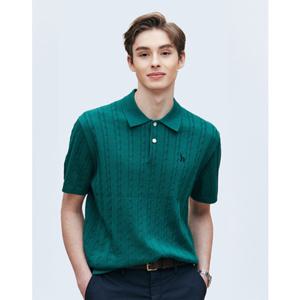 [헤지스] 남성 케이블패턴 카라 반팔니트 HZSW5B553E2