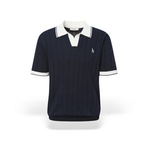 [헤지스] 남성 배색 오픈카라 반팔니트 HZSW5B563N2