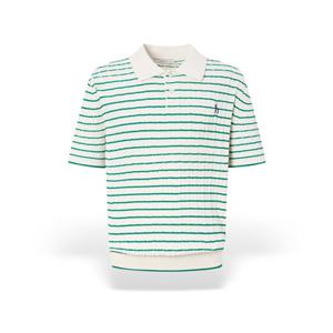 [헤지스] 남성 골지 스트라이프 카라 반팔니트 HZSW5B555E2