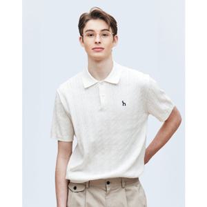 [헤지스] 남성 케이블패턴 카라 반팔니트 HZSW5B553IV