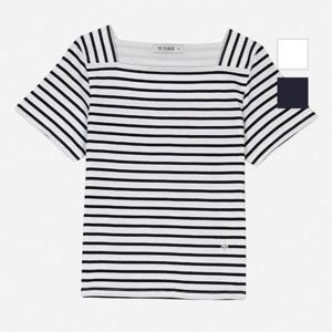 뱅뱅 동백01 스트라이프 스퀘어넥 슬림 반팔티 CTL323