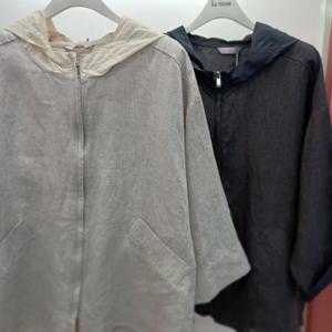 Latium HC06 국내생산 팔뚝품편한 옆트임 롤업 7부소매 린넨 후드 집업 점퍼 T2523jp04