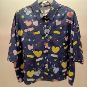 Latium HC06 짧은 루즈핏 면나염 반팔 카라 남방형 셔츠블라우스 T2523bl15N