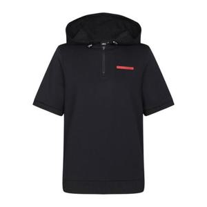 JDX DP01 소재 믹스 반집업 후드 반팔 티셔츠 X1TSW6502