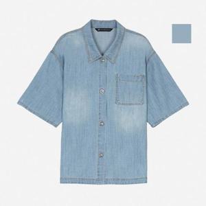 뱅뱅 동백01 여성 캔톤 포인트 반팔 데님셔츠 NSLD31