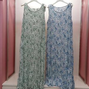 Latium HC06 쭈글이 민소매 주머니 나시 나염 롱원피스 T2523op29