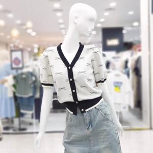 abfz sh06 큐티리본브이넥 반팔니트가디건 SLBNZ3Y31H