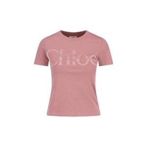 Chloe 로고 디테일 크루넥 티셔츠 CH24WJH03184 6S1 TP936677536