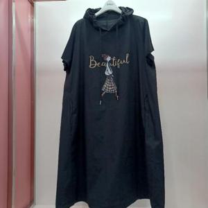 Latium HC06 A라인 주머니 있는 뷰티풀 반팔 후드 캐쥬얼 원피스 T2523op38B