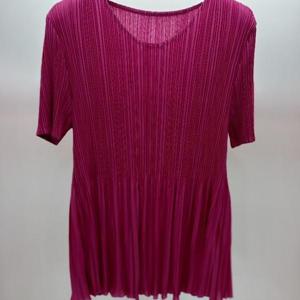 Latium HC06 신축성 좋은 플리츠 윙클 무지 라운드 반팔 티블라우스 T2523bl41P