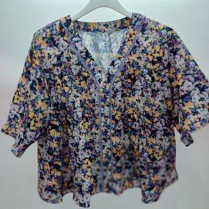 Latium HC06 숏짧고 팔뚝품편한 앞오픈 브이넥 반팔 뚜앙 셔링 셔츠블라우스 T2523bl42P