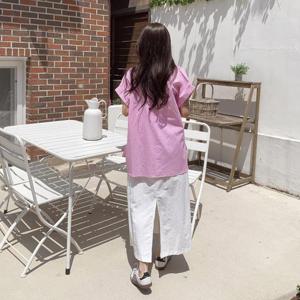 여성 단가라 빅사이즈 소매롤업 셔츠