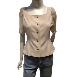 [숲]스퀘어넥 배색 소매 플레어 블라우스(SB5TS32)