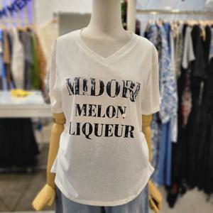 [밸리걸]레터링 브이넥 옆셔링 반팔 티셔츠 820282