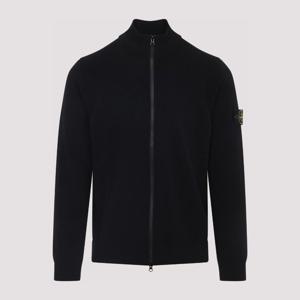 스톤아일랜드 블랙 풀 집 스탠드 칼라 가디건 K2S155100062 S00