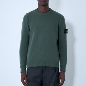 25 FW 스톤 아일랜드 콤파스 와펜 슬리브 울 블랜드 니트 스웨터 그린 5100072 S00A3 V0054