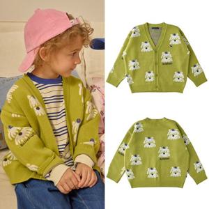 [블루독8-키즈] 올리브 도기올오버니트가디건 간절기 브이넥 점퍼 자켓 두돌선물 초등학생 25A1520001