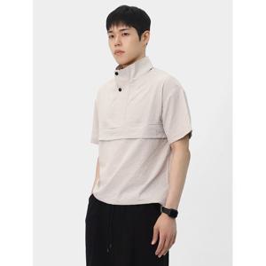 [빌리버스] 남성 아노락 반집업 반팔티 엠보 스트링 티셔츠 BBLT045