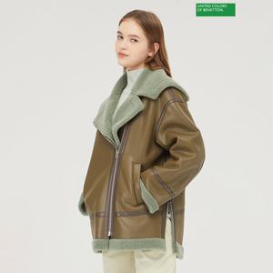 베네통 배색 인조 무스탕 BAJP98361_BR