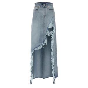 베트멍 디스트레스드 드레이프 데님 스커트 WA66SK510L2803 LIGHTBLUE TP945648816