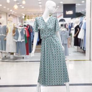 abfz sh06 브이넥 슬림 패턴 포인트 반팔 원피스 SLBHZ3O36H