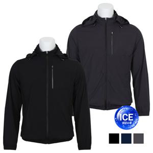 남자 여름 아이스 후드 탈부착 바람막이 BR-JUS-Q010-블랙