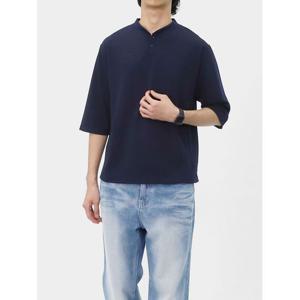 [빌리버스] 남성 헨리넥 티셔츠 무지 7부 반팔티 BCM025