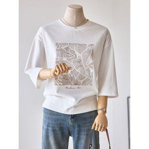 [커스텀에이블]리프 나염 7부 티셔츠_T2508TS104C