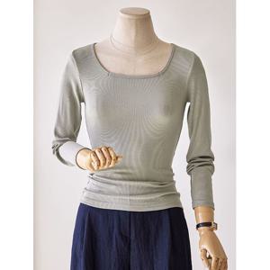 [커스텀에이블]스퀘어 골지 슬림 긴팔 티셔츠_T2508TS109C