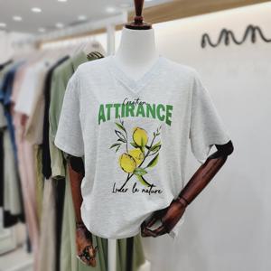 [비지트인뉴욕]브이넥 립포인트 옆트임반팔티셔츠 VB4ST721_US