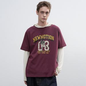 UNISEX 뉴모션 빈티지 오버핏 티셔츠 [WINE] / SBE3U01004-MAN