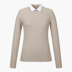 데상트골프웨어 JQS DP32WFTL82-BEGG 여성 니트 카라 긴팔 티셔츠 / Beige
