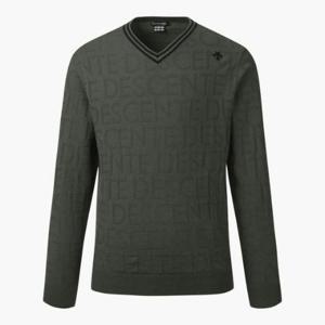 데상트골프티셔츠 JQS DP32MFKP93-KHAG 남성 타이포그래픽 브이넥 스웨터 / KHAKI