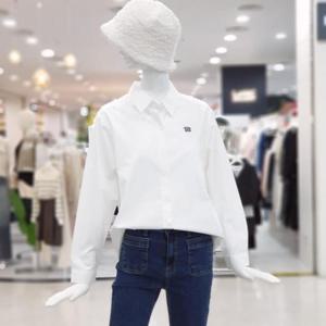 abfz sh06 로고 포인트 카라 롱 셔츠 블라우스 SLCHY4B341