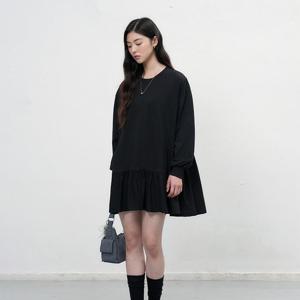 WOMAN 루즈핏 러플 져지 원피스 [2COL] / WBE3L15502