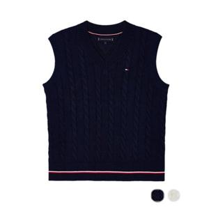 [타미힐피거칠드런2] 글로벌 스트라이프 케이블 베스트 T42F7WVT250BT2 2T 16세