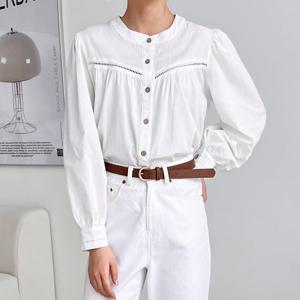 샵앤) 여성 펀칭 셔링 편한 블라우스 WDM-WBL-KPP8056